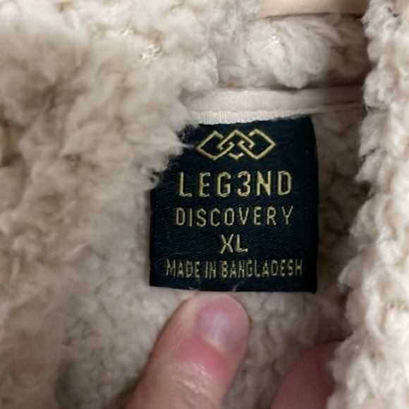 Leg3nd Discovery size XL zip up cream color teddy bear hoodie jacket - Picture 2 of 9